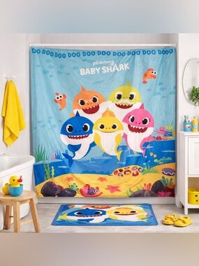 Baby Shark Shower Curtain Pinkfong Nickelodeon Kids Bathroom
